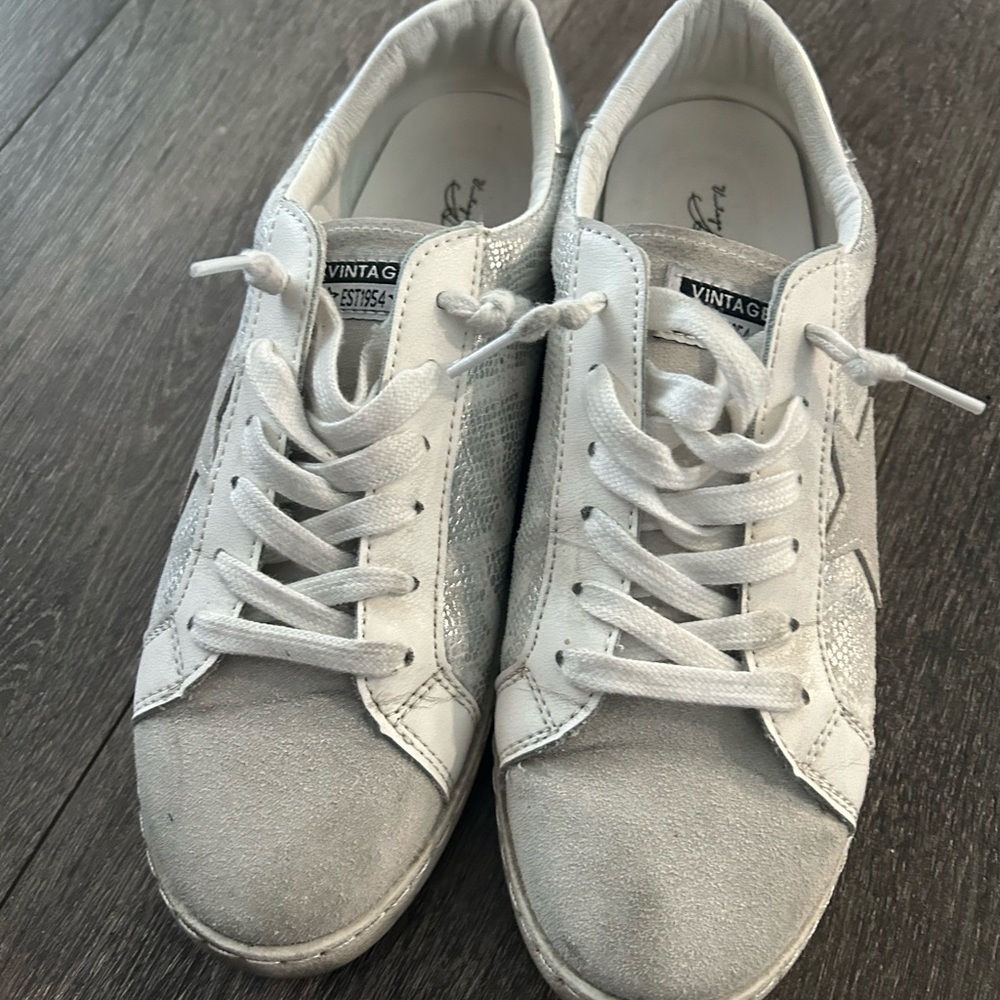 Vintage Silver and White Sneakers